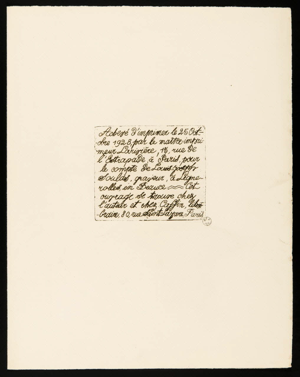 estampe Achevé d'imprimer 1962.127.1 Photo