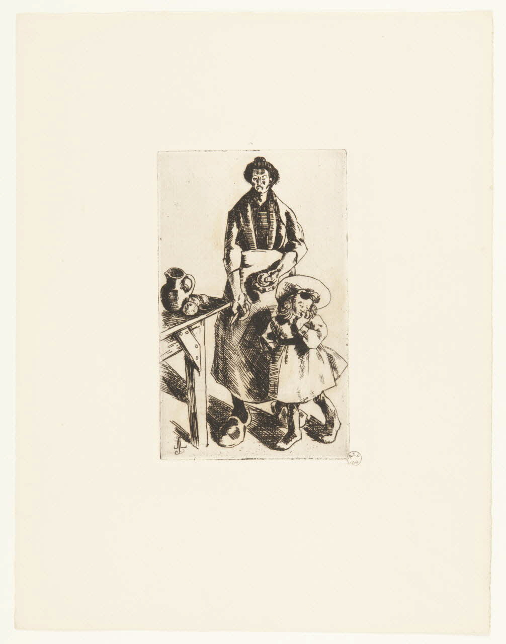 estampe Paysanne et petite fille 1962.127.11 Photo