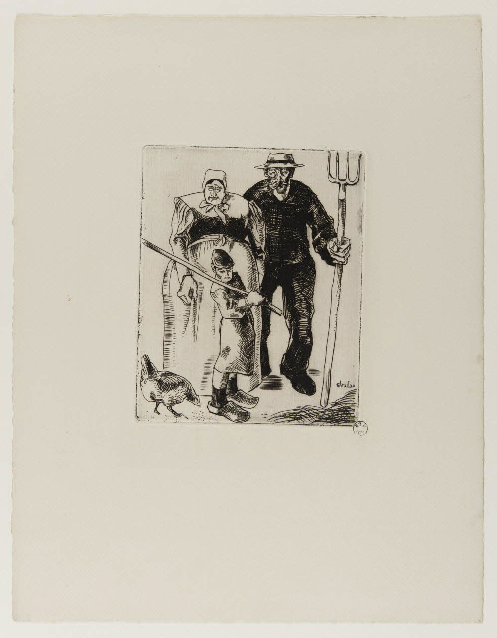 estampe Couple de vieux paysans avec petit garçon 1962.127.4 Photo