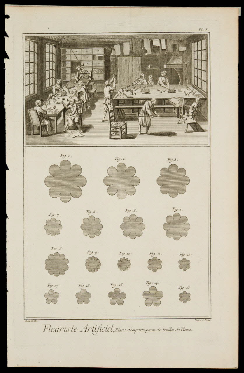 estampe Fleuriste Artificiel, Plans d'emporte-pieces de Feuilles de Fleurs. 1962.25.704 Photo