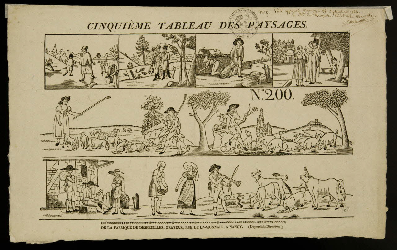 estampe CINQUIEME TABLEAU DES PAYSAGES.  N°.200. 1962.44.1 Photo