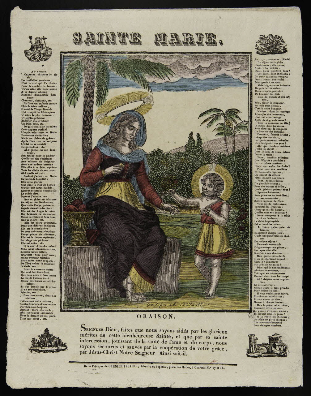 Antoine Thiébault ; Jacques-Pierre Garnier-Allabre imagerie ancienne SAINTE MARIE. Chartres 1826-1828 1962.44.4 Photo