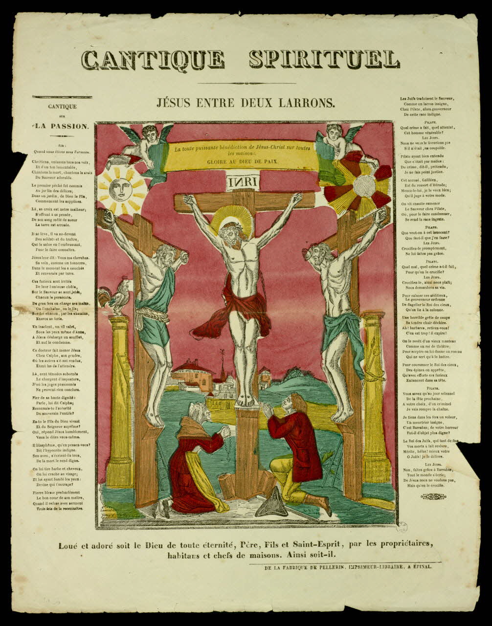 estampe CANTIQUE SPIRITUEL  JESUS ENTRE DEUX LARRONS. 1962.44.7 Photo