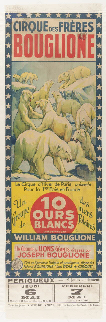 affiche CIRQUE DES FRERES  BOUGLIONE  10  OURS  BLANCS 1962.67.170 Photo