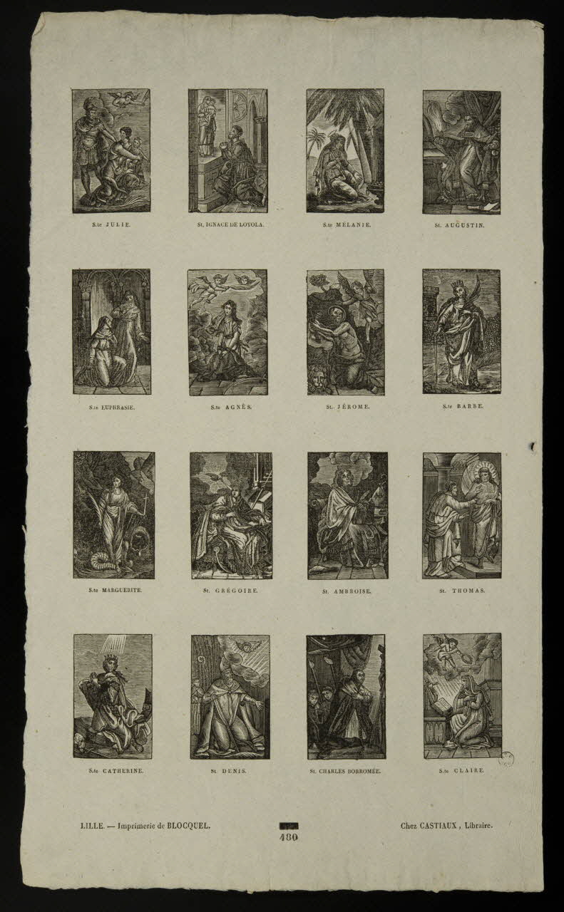 Jean-Baptiste Castiaux ; Simon-François Blocquel imagerie ancienne Planche de saintetés Lille 1809-1837 1962.69.16 Photo