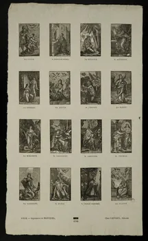 Jean-Baptiste Castiaux ; Simon-François Blocquel imagerie ancienne Planche de saintetés Lille 1809-1837 1962.69.16 Photo