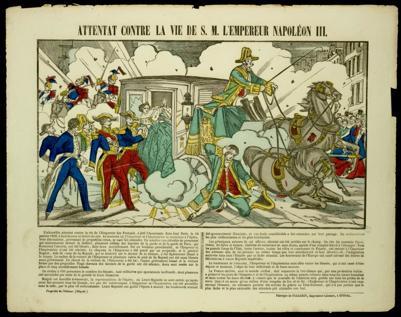 estampe ATTENTAT CONTRE LA VIE DE S. M. L'EMPEREUR NAPOLEON III. 1962.69.8 Photo