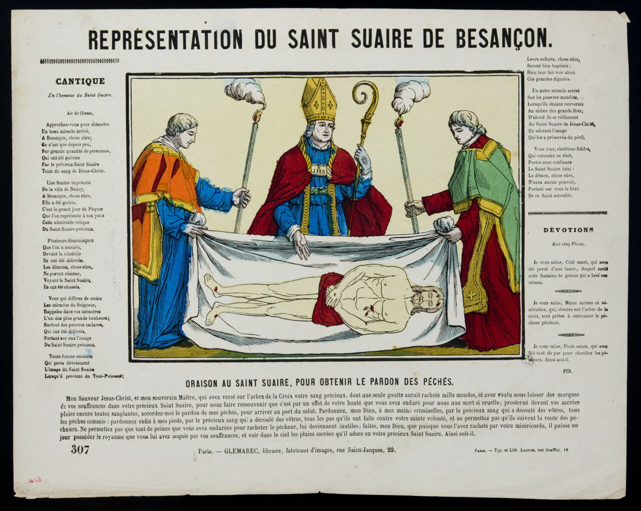 estampe REPRÉSENTATION DU SAINT SUAIRE DE BESANCON. 1962.70.12 Photo