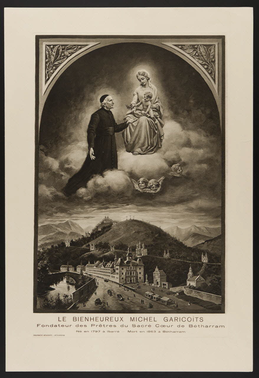 estampe LE BIENHEUREUX MICHEL GARICOÏTS  Fondateur des Prêtres du Sacré Coeur de Bétharram  Né en 1797 à Ibarré - Mort en 1863 à Bétharram 1963.107.1 Photo