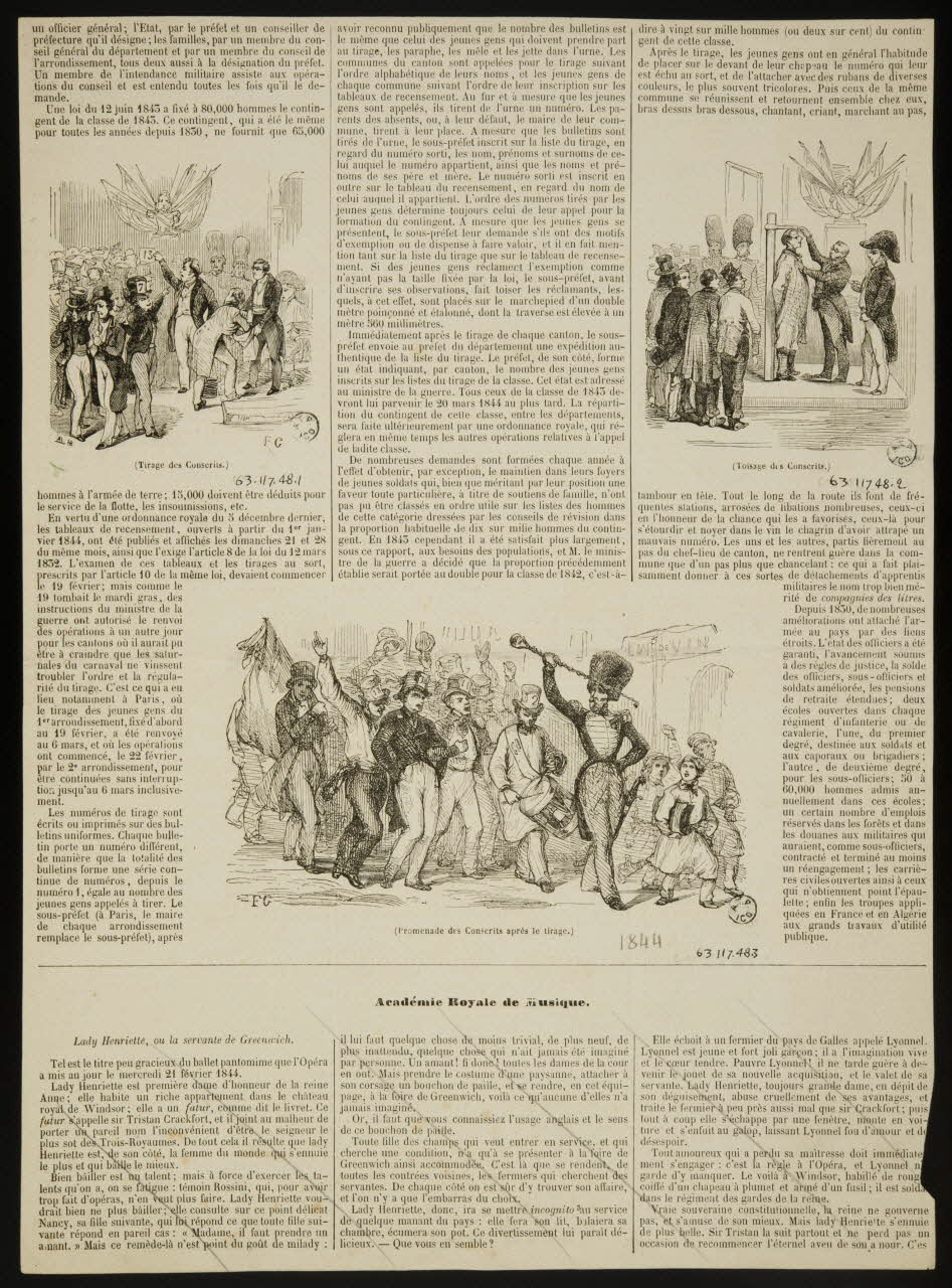 estampe (Tirage des Conscrits.)  (Toisage des Conscrits.)  (Promenade des Conscrits après le tirage.) 1963.117.48.1/3 Photo