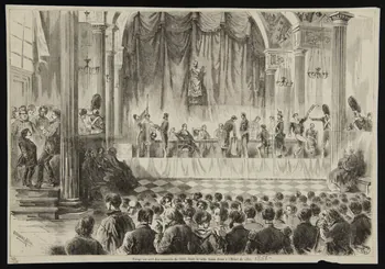 estampe Tirage au sort des conscrits de 1858, dans la salle Saint Jean à l'Hôtel de villle. 1963.117.50 Photo