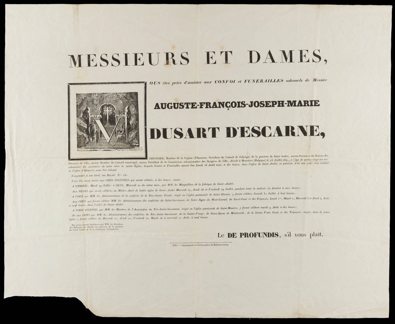 estampe Faire-part mortuaire 1963.124.11 Photo