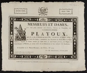 Descamps veuve imagerie ancienne Faire part mortuaire Douai 1809 1963.124.5 Photo