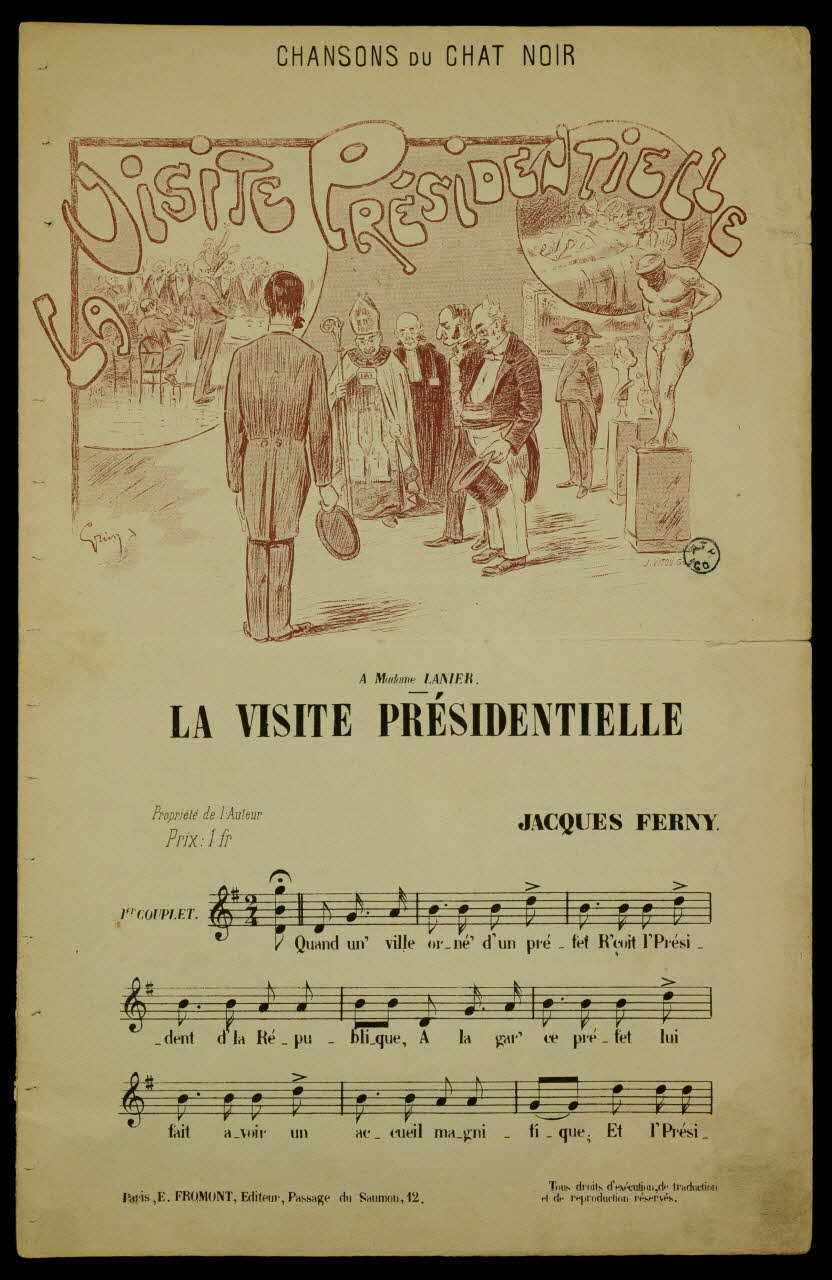 estampe CHANSONS DU CHAT NOIR  LA VISITE PRESIDENTIELLE 1963.136.34 Photo