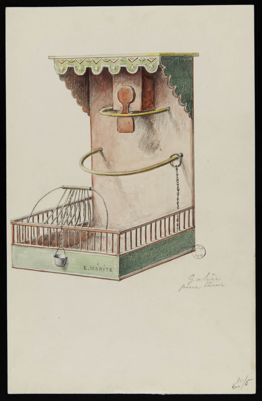 dessin Galère pour tarin, cage à oiseau 1963.139.5 Photo