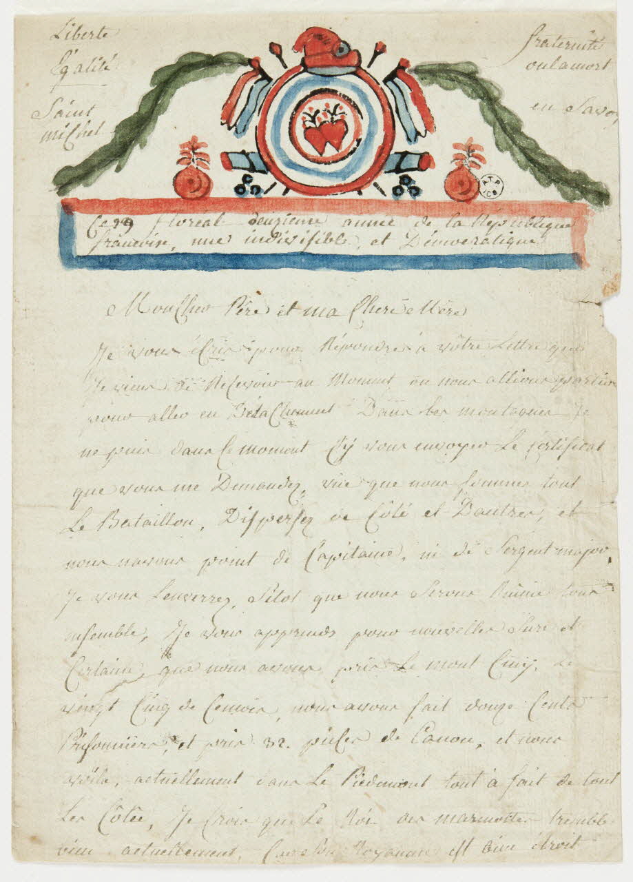 dessin Lettre de soldat 1794 1963.140.1 Photo