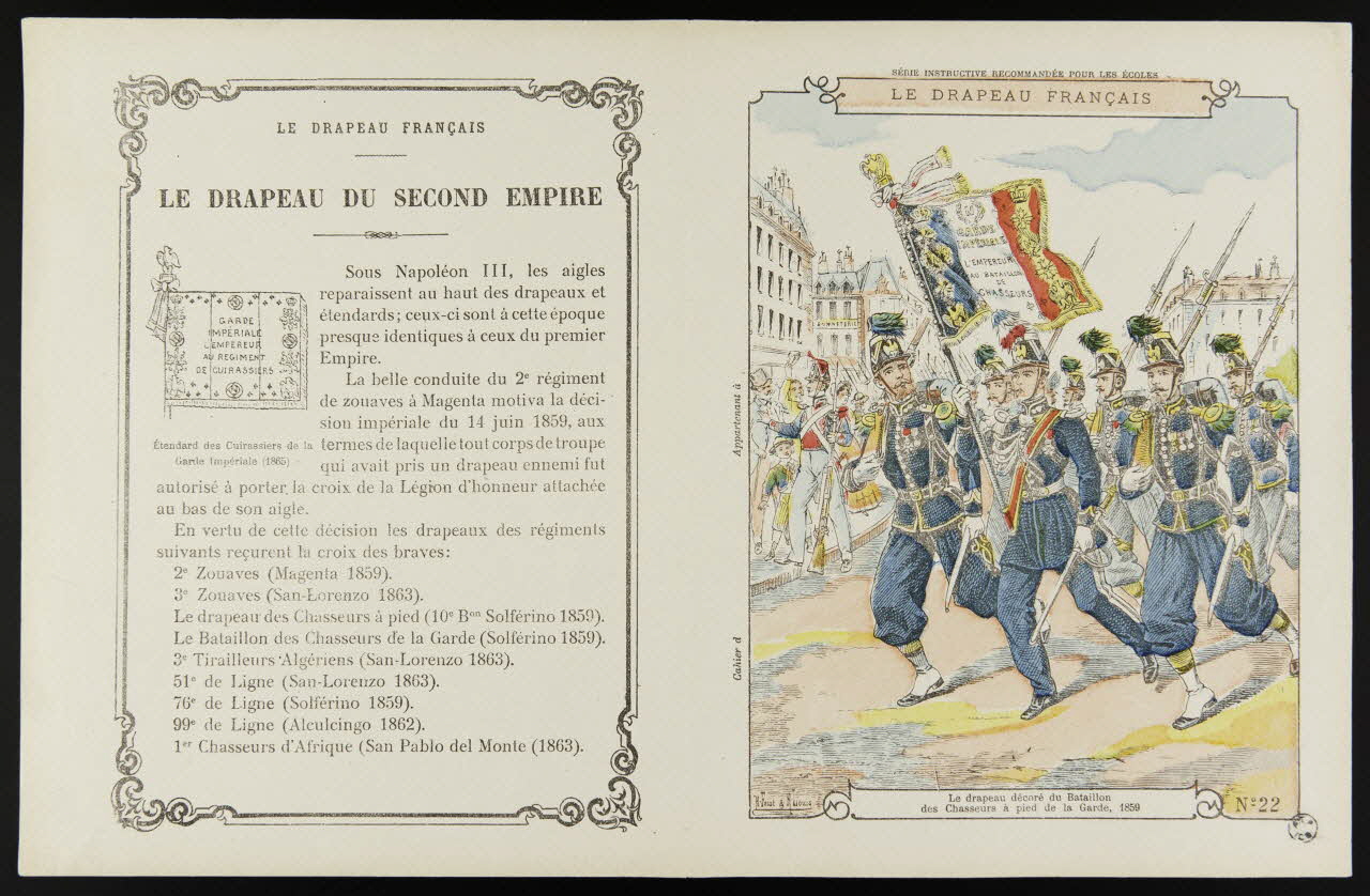 estampe LE DRAPEAU FRANCAIS  Le drapeau décoré du Bataillon  des Chasseurs à pied de la Garde, 1859 1963.144.100 Photo
