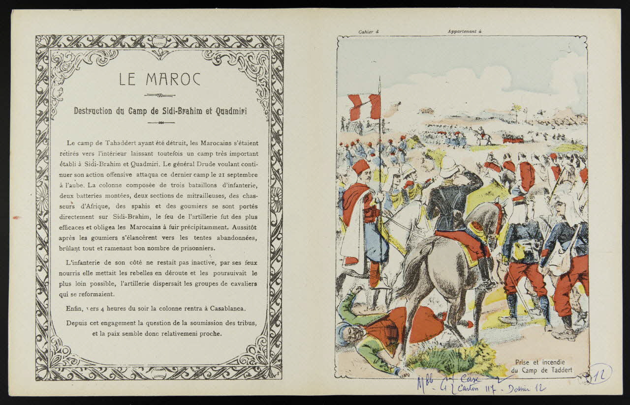 estampe LE MAROC  Destruction du Camp de Sidi-Brahim et Quadmiri 1963.144.136 Photo