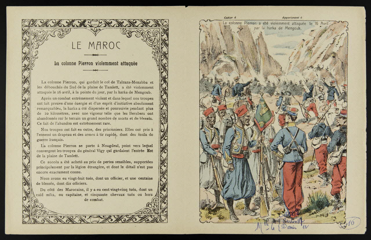 estampe LE MAROC  La colonne Pierron violemment attaquée 1963.144.140 Photo