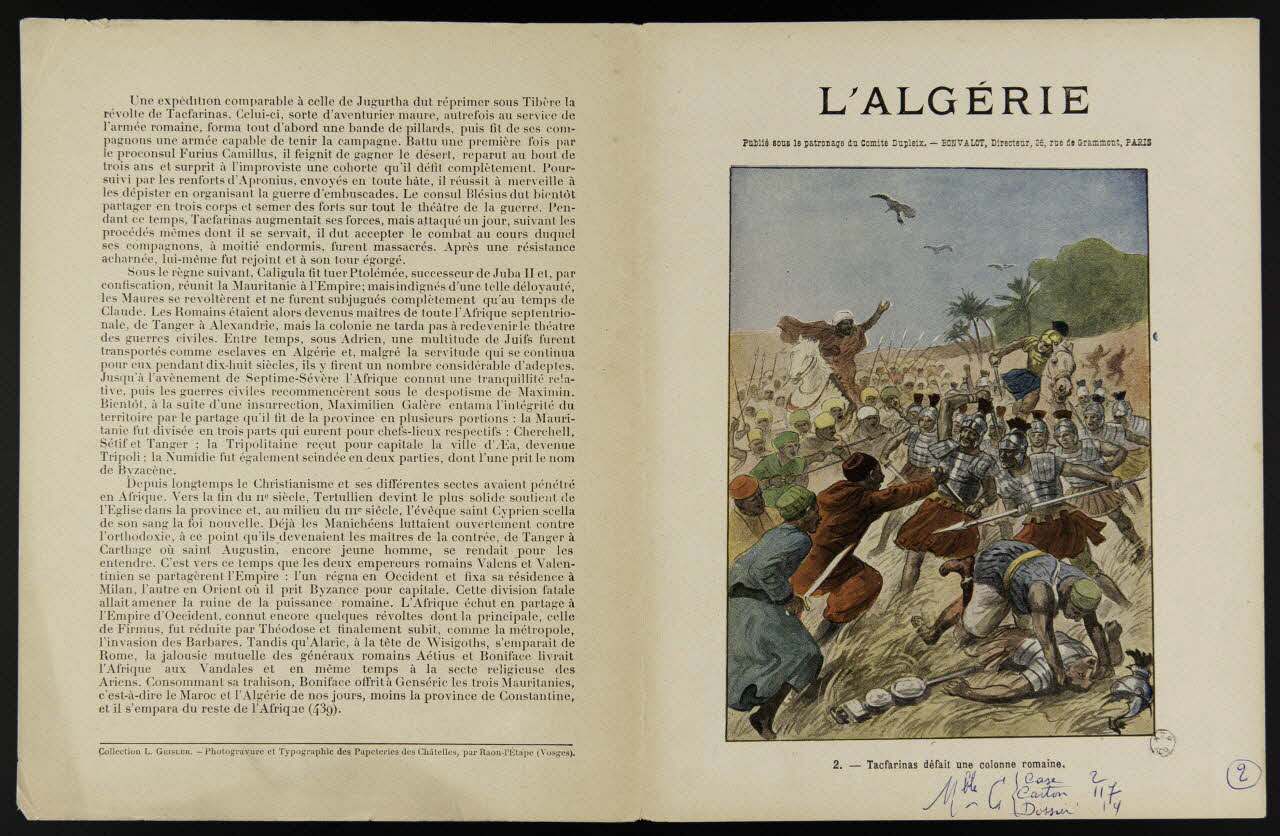 estampe L'ALGERIE  2. - Tacfarinas défait une colonne romaine. 1963.144.158 Photo