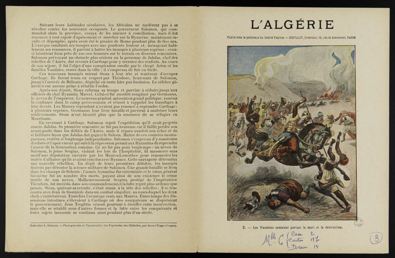 estampe L'ALGERIE  3. - Les Vandales semaient partout la mort et la destruction. 1963.144.159 Photo