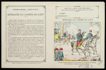 Louis Vagné protège-cahier, élément d'ensemble BATAILLES CÉLÈBRES  SÉRIE INSTRUCTIVE RECOMMANDÉE POUR LES ÉCOLES  RETRAITE DE L'ARMEE DE L'EST Pont-à-Mousson 1903 1963.144.16  Photo