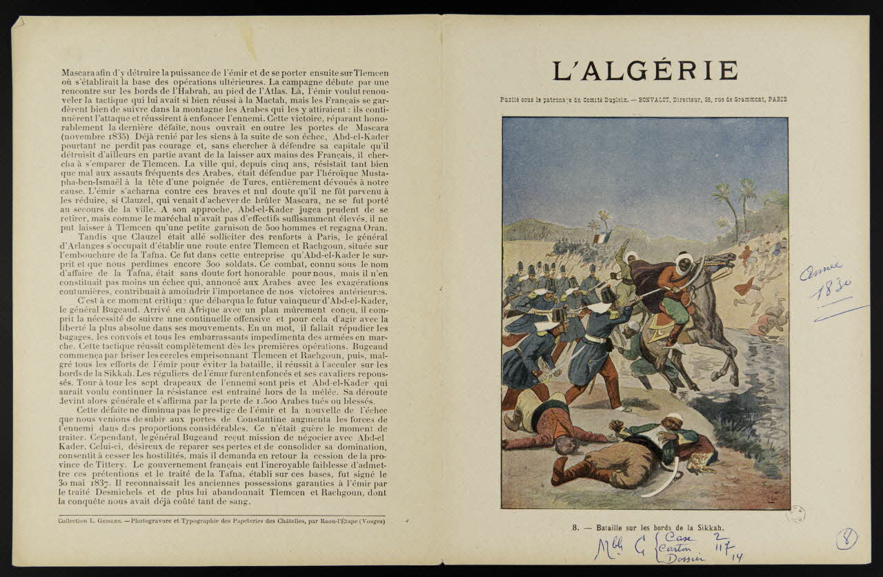 estampe L'ALGERIE  8. - Bataille sur les bords de la Sikkah. 1963.144.164 Photo