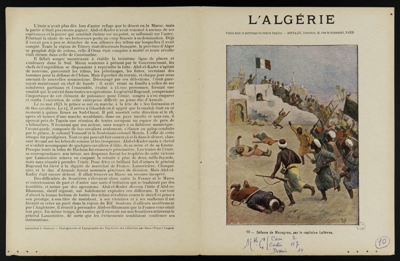 estampe L'ALGERIE  10. - Défense de Mazagran, par le capitaine Lelièvre. 1963.144.166 Photo
