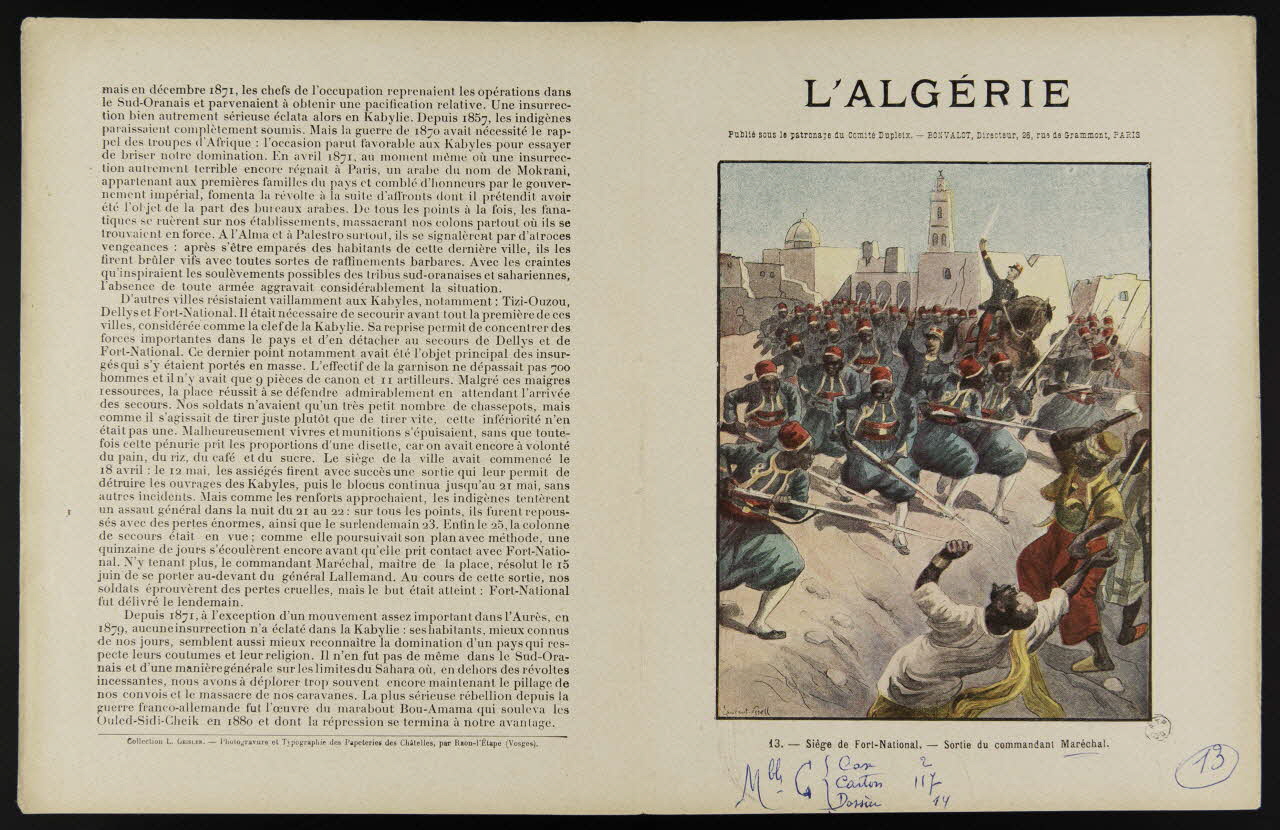 estampe L'ALGERIE  13. - Siège de Fort-National. - Sortie du commandant Maréchal. 1963.144.169 Photo