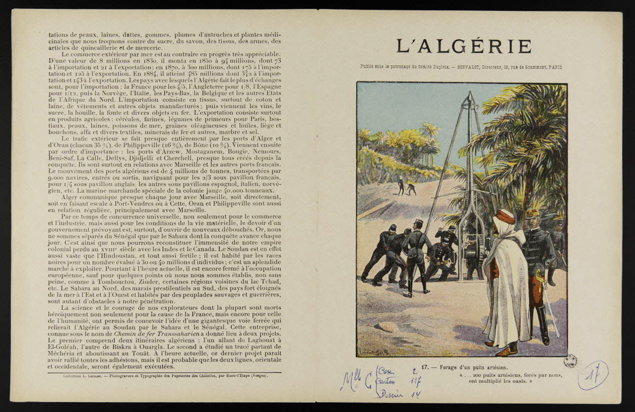 estampe L'ALGERIE  17. - Forage d'un puits artésien. 1963.144.173 Photo