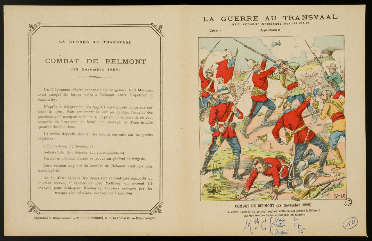 estampe LA GUERRE AU TRANSVAAL  COMBAT DE BELMONT (23 Novembre 1899) 1963.144.184 Photo