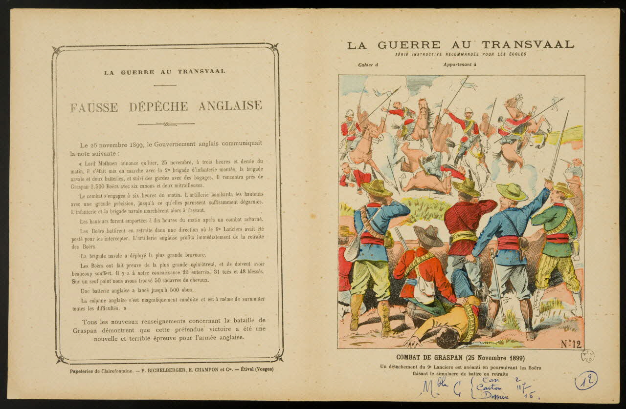 estampe LA GUERRE AU TRANSVAAL  COMBAT DE GRASPAN (25 Novembre 1899) 1963.144.186 Photo