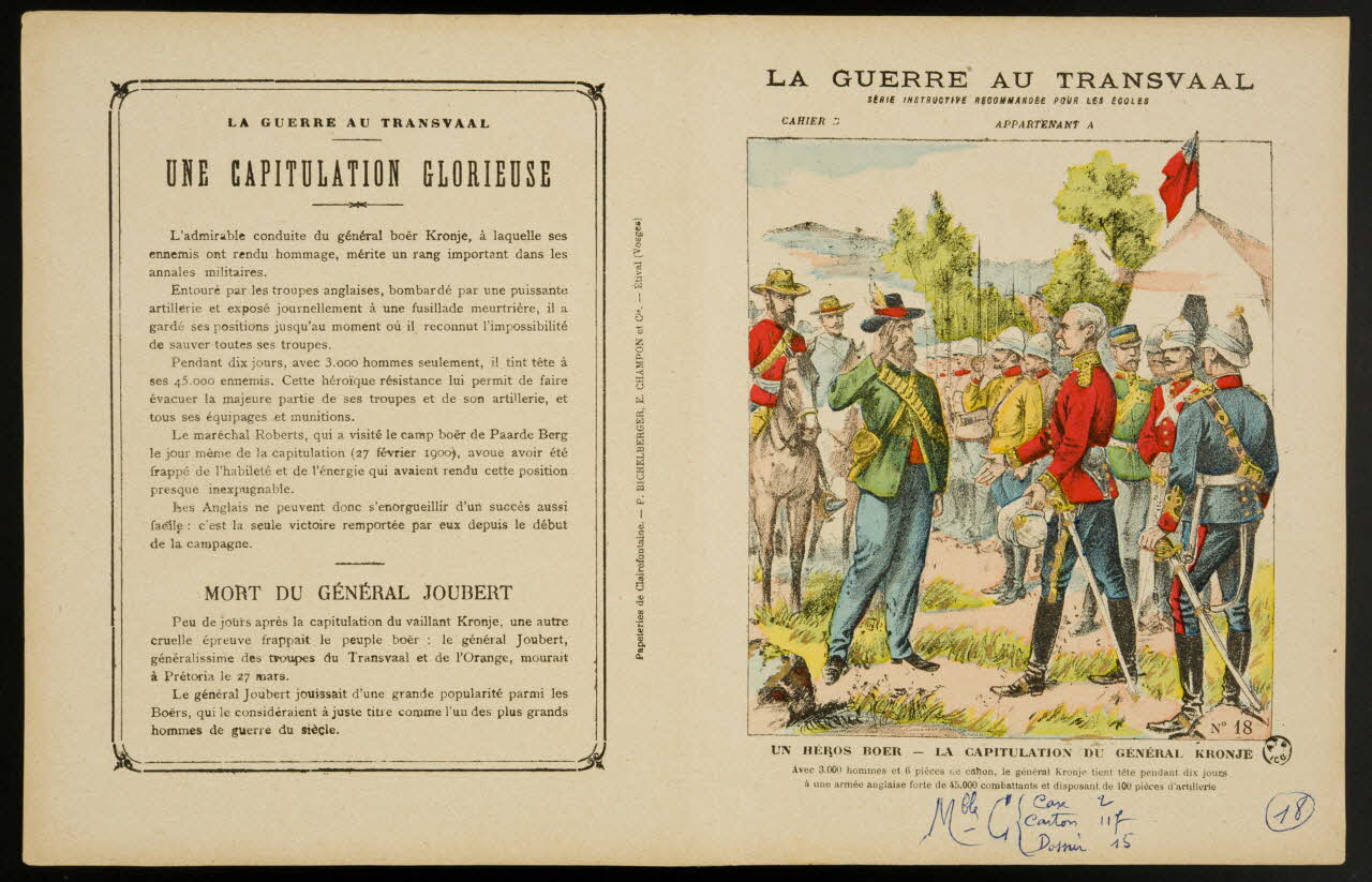 estampe LA GUERRE AU TRANSVAAL  UN HEROS BOER - LA CAPITULATION DU GENERAL KRONJE 1963.144.192 Photo