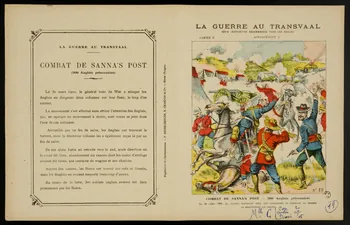 estampe LA GUERRE AU TRANSVAAL  COMBAT DE SANNA'S POST - 300 Anglais prisonniers 1963.144.193  Photo