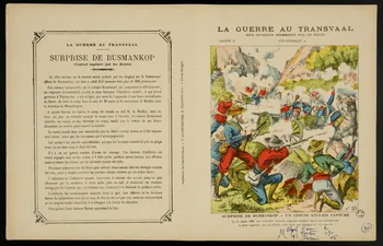 estampe LA GUERRE AU TRANSVAAL  SURPRISE DE BUSMANKOP - UN CONVOI ANGLAIS CAPTURE 1963.144.194  Photo