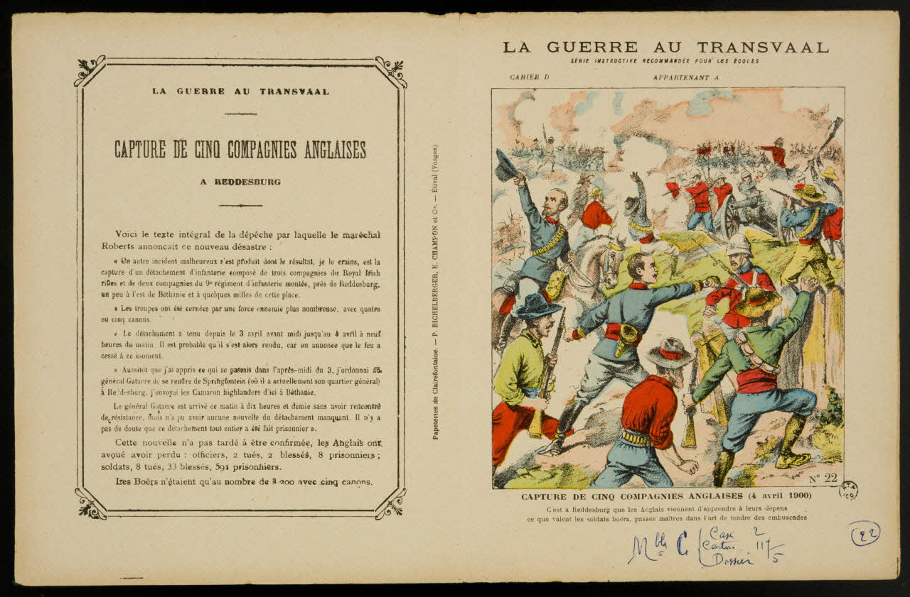 estampe LA GUERRE AU TRANSVAAL  CAPTURE DE CINQ COMPAGNIES ANGLAISES (4 avril 1900) 1963.144.196 Photo