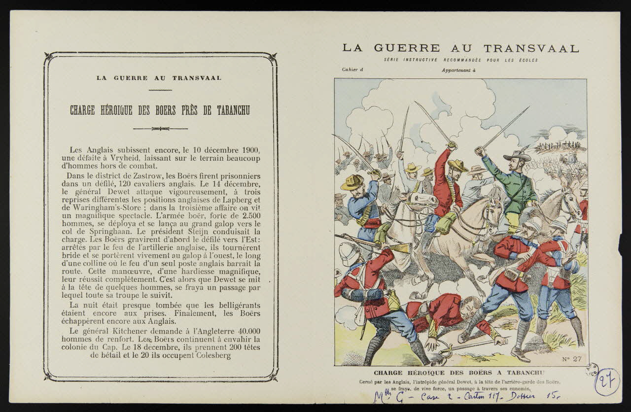 estampe LA GUERRE AU TRANSVAAL  CHARGE HEROÏQUE DES BOËRS A TABANCHU 1963.144.201 Photo