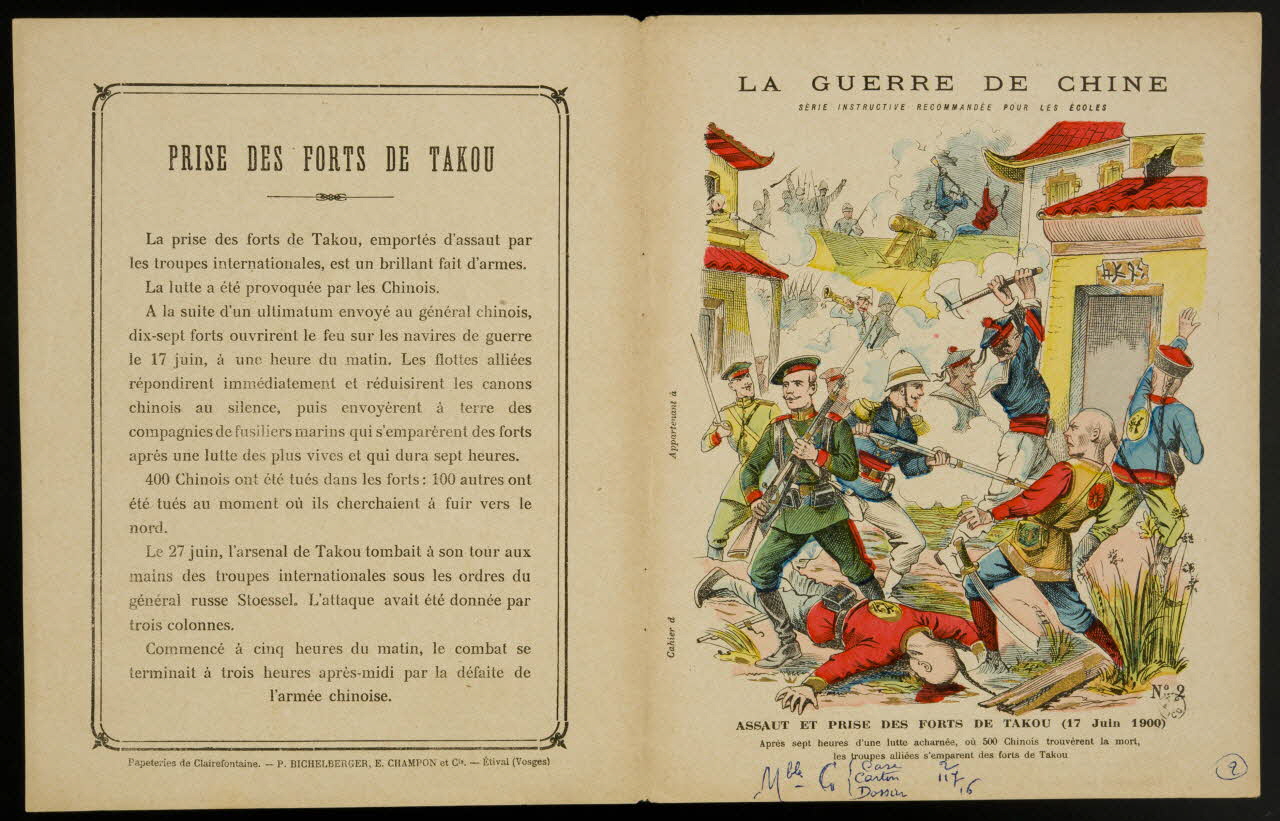 estampe LA GUERRE DE CHINE  ASSAUT ET PRISE DES FORTS DE TAKOU (17 Juin 1900) 1963.144.204 Photo