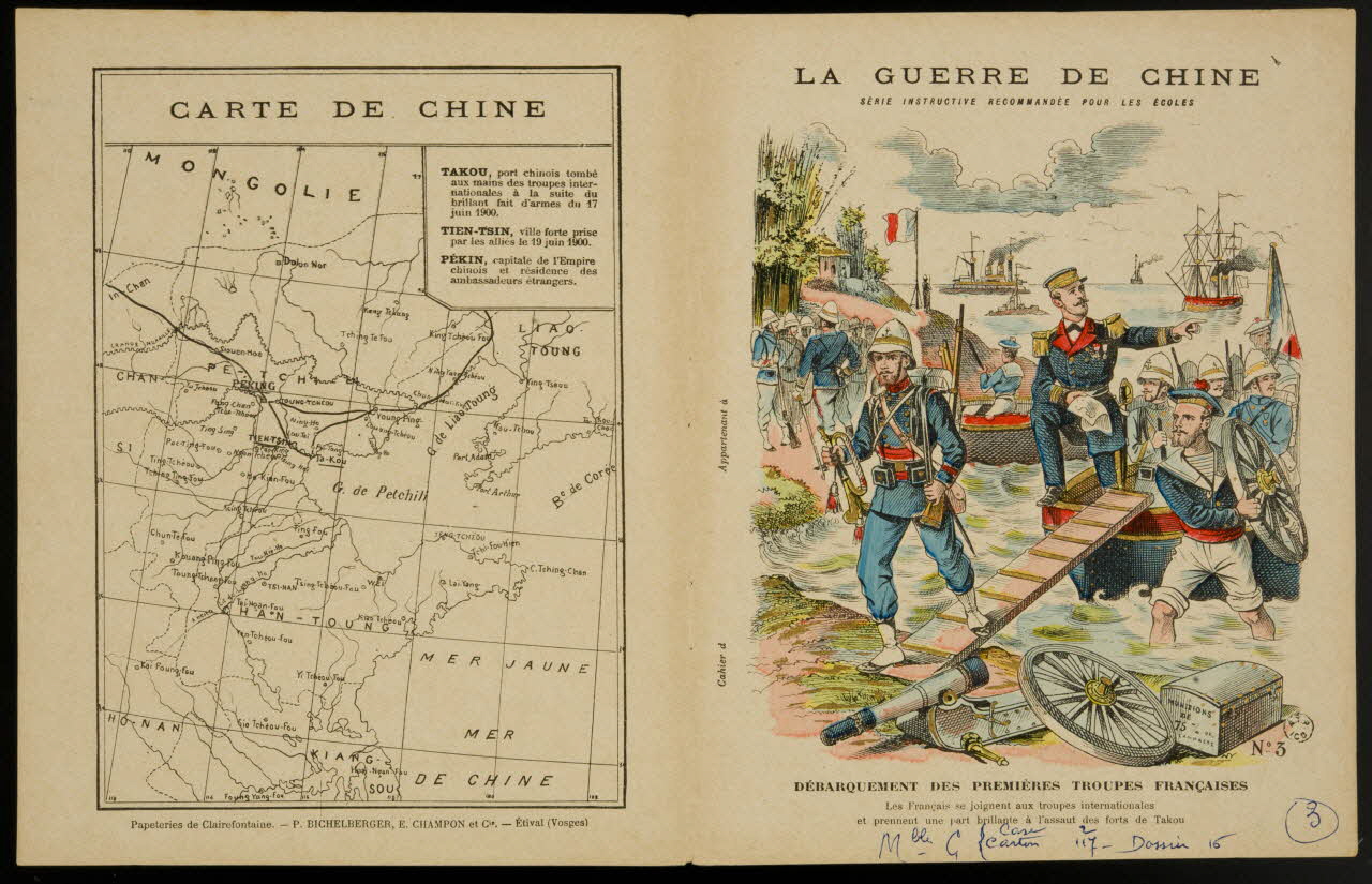 estampe LA GUERRE DE CHINE  DEBARQUEMENT DES PREMIERES TROUPES FRANCAISES 1963.144.205 Photo