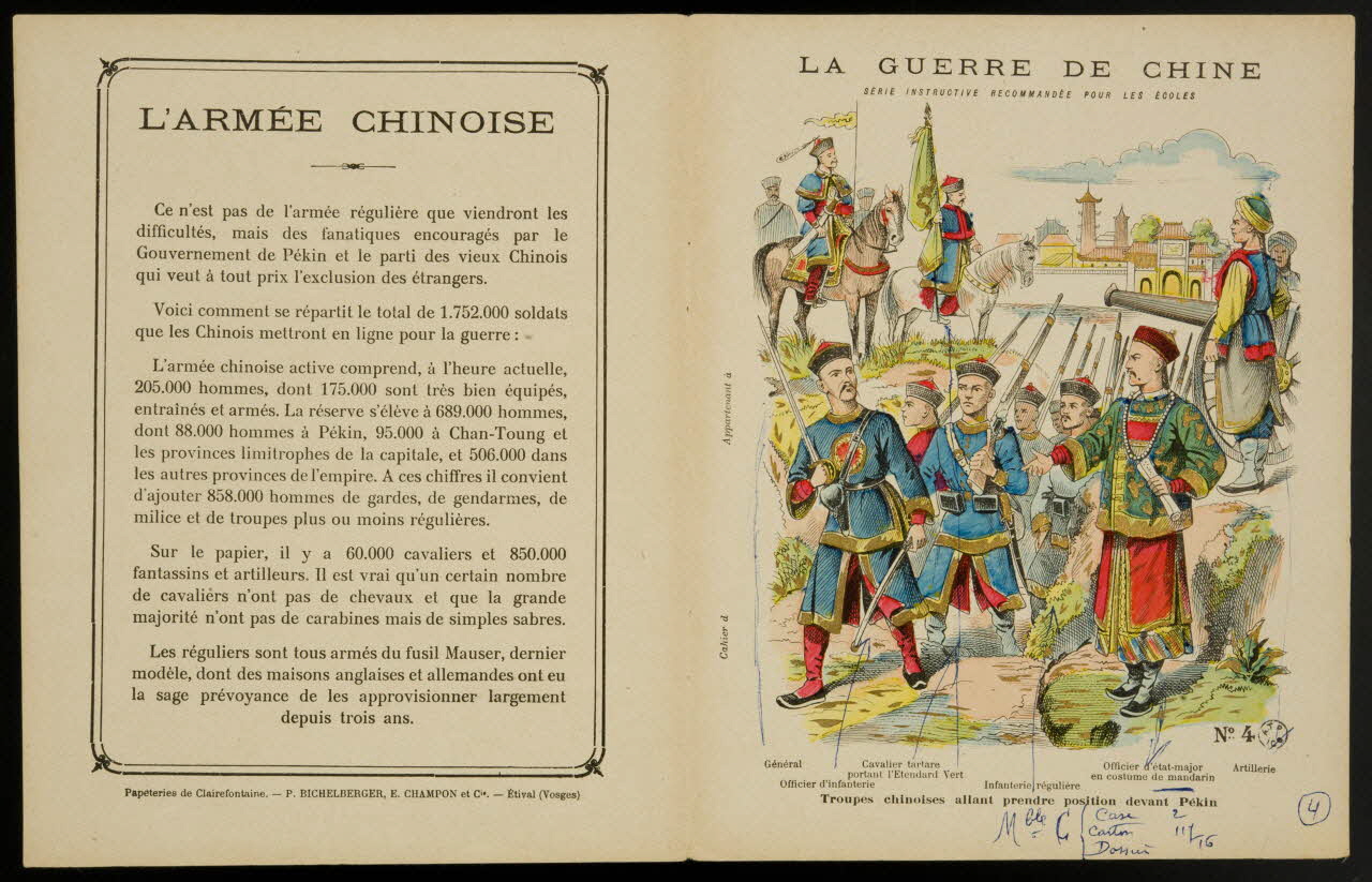 estampe LA GUERRE DE CHINE  Troupes chinoises allant prendre position devant Pékin 1963.144.206 Photo