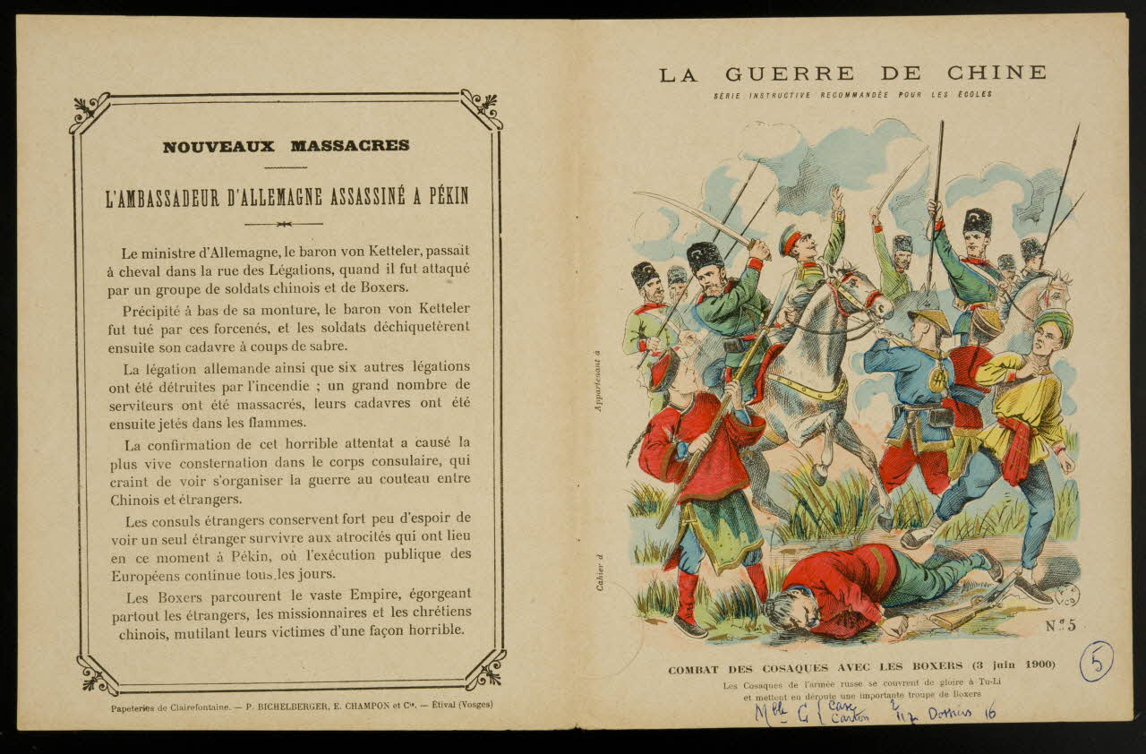 estampe LA GUERRE DE CHINE  COMBAT DES COSAQUES AVEC LES BOXERS (3 juin 1900) 1963.144.207 Photo