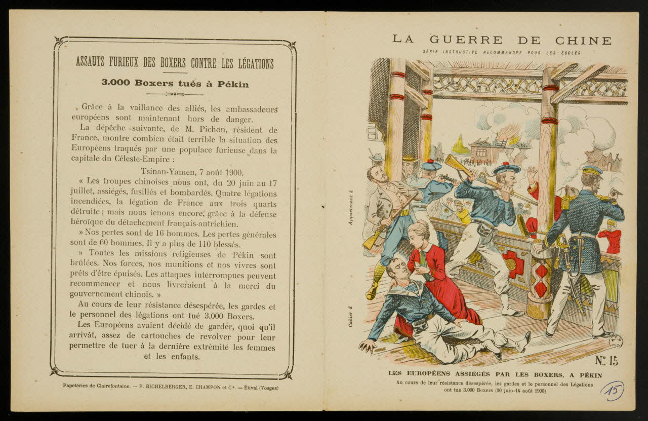 estampe LA GUERRE DE CHINE  LES EUROPEENS ASSIEGES PAR LES BOXERS, A PEKIN 1963.144.217 Photo