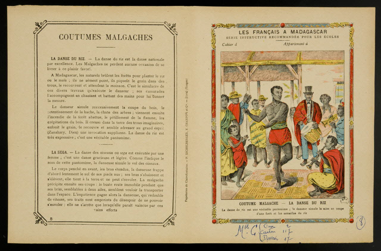 estampe LES FRANCAIS A MADAGASCAR  COUTUME MALGACHE - LA DANSE DU RIZ 1963.144.226 Photo