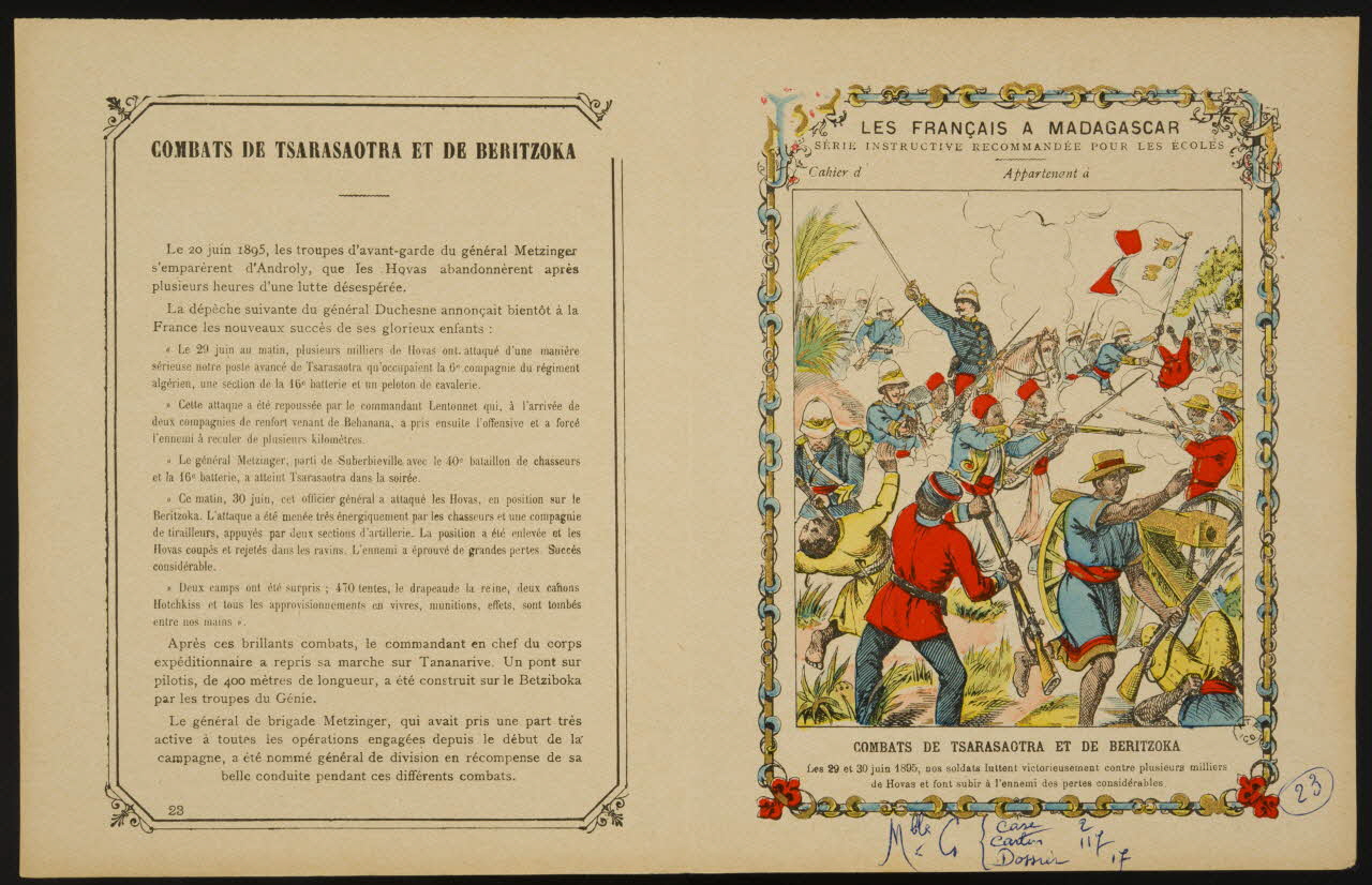 estampe COMBATS DE TSARASAOTRA ET DE BERITZOKA 1963.144.241  Photo