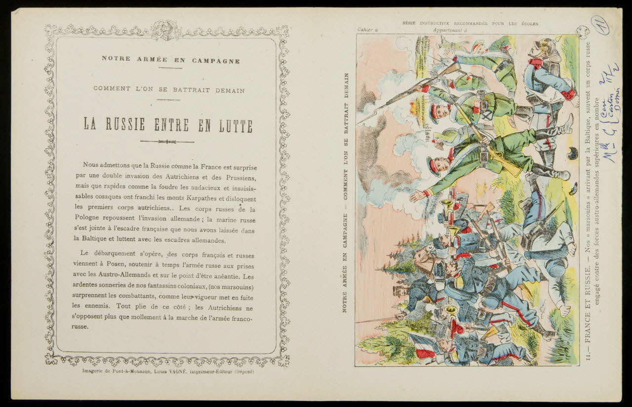 estampe NOTRE ARMEE EN CAMPAGNE  COMMENT L'ON SE BATTRAIT DEMAIN  LA RUSSIE ENTRE EN LUTTE 1963.144.27 Photo