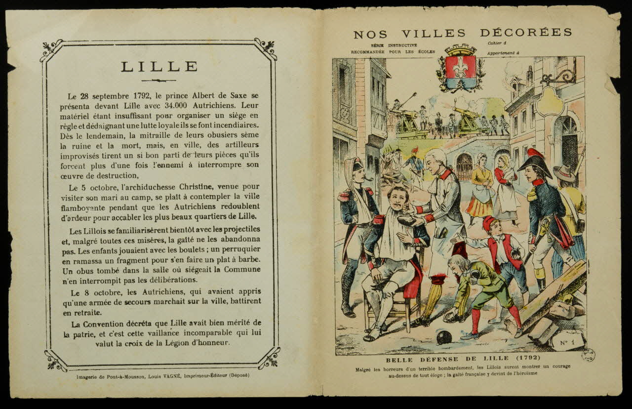 Louis Vagné protège cahier BELLE DEFENSE DE LILLE (1792) Pont-à-Mousson 1903-1914 1963.144.291 Photo