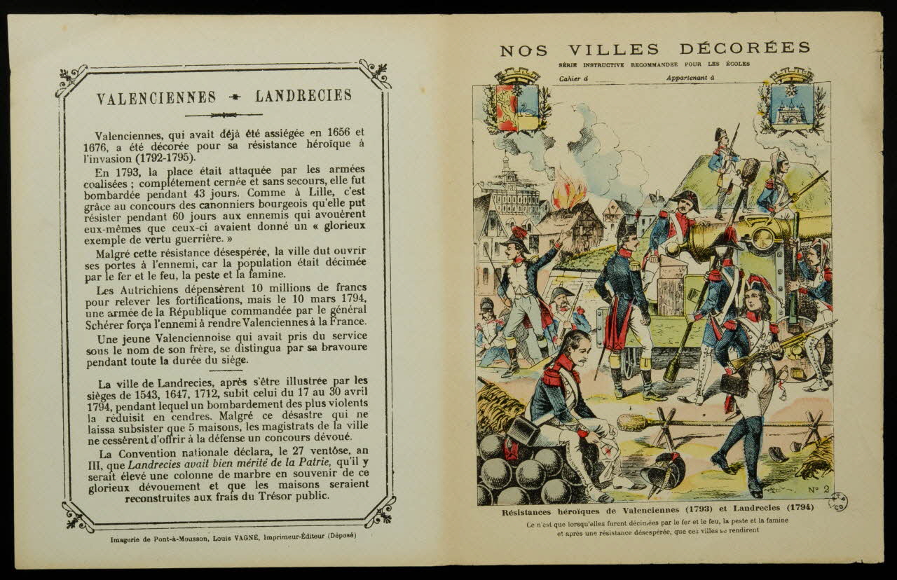 Louis Vagné protège cahier Résistances héroiques de Valenciennes (1793) et Landrecies (1794) Pont-à-Mousson 1903-1914 1963.144.292 Photo