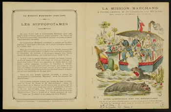 estampe LA MISSION MARCHAND  LUTTE CONTINUELLE AVEC LES HIPPOPOTAMES 1963.144.60 Photo