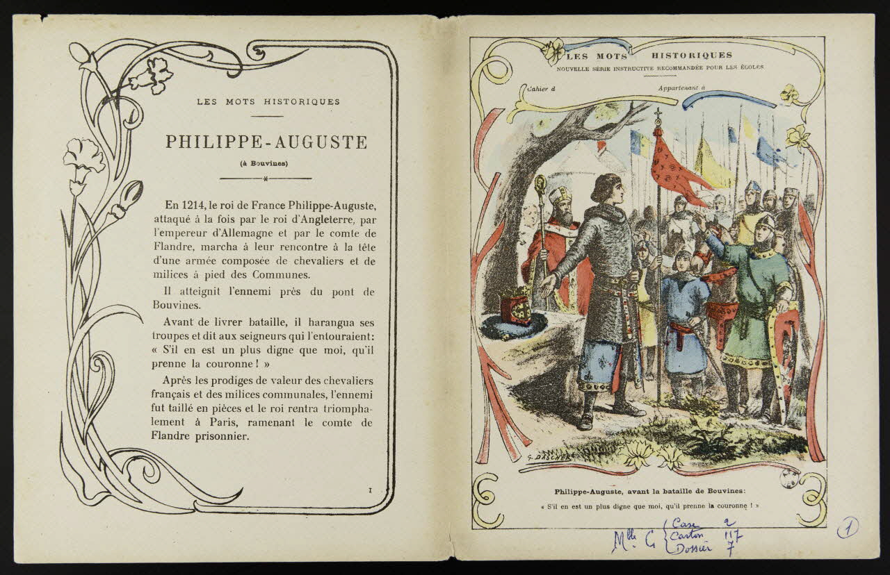 estampe LES MOTS HISTORIQUES  PHILIPPE-AUGUSTE  (à Bouvines) 1963.144.63 Photo