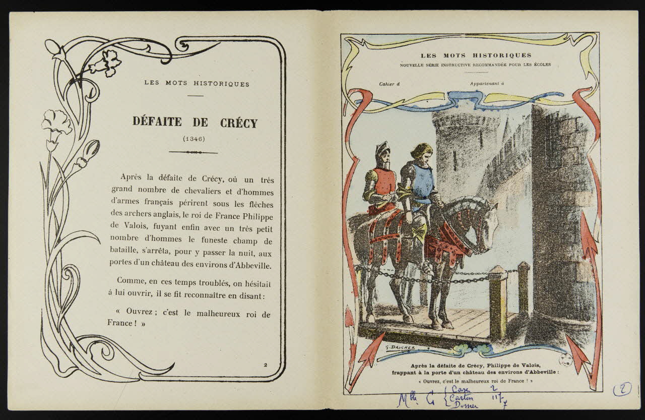 estampe LES MOTS HISTORIQUES  DEFAITE DE CRECY  (1346) 1963.144.64  Photo